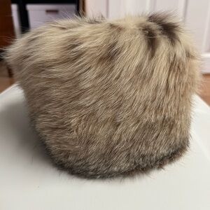 Vintage Rose St-Jacques  Fur Hat in Brown and Tan